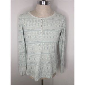 Carhartt Shirt Womens M Grey Green Long Sleeve Henley Waffle Knit Base Layer